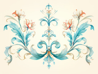 Fototapeta premium Elegant floral design in teal and gold. Perfect for textile design, wallpaper, or home decor.