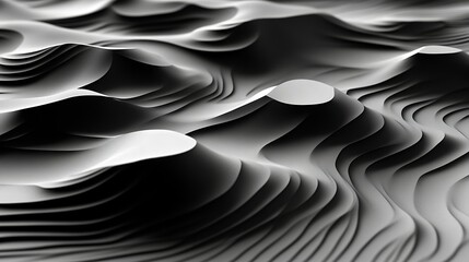 Abstract grayscale undulating landscape.