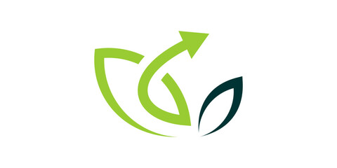 logo design leaf and arrow,grow,growth,nature,symbol,icon,creative