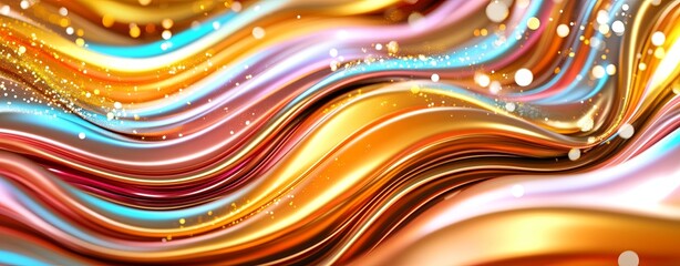 Stunning Abstract Blend of Gold and Orange Waves