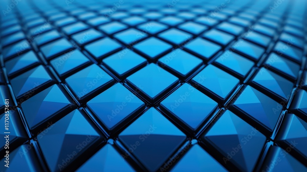 Poster abstract blue geometric pattern 3d render shiny cubes polygonal background texture