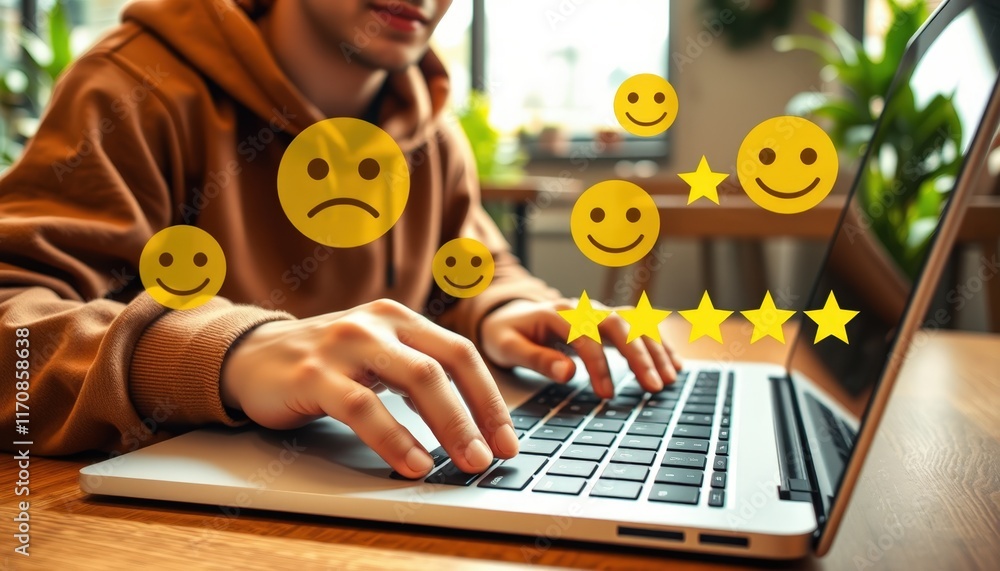 Poster illustration of customer satisfaction rating and feedback concept for business improvement and growt