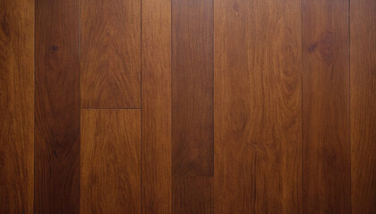 Naklejka premium A close-up view of wooden flooring showcasing rich brown tones and smooth finishes. The planks are arranged in a stylish design, creating a warm and inviting atmosphere