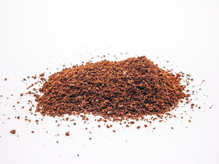 Ground coffee powder or fresh coffee grain isolated on white background