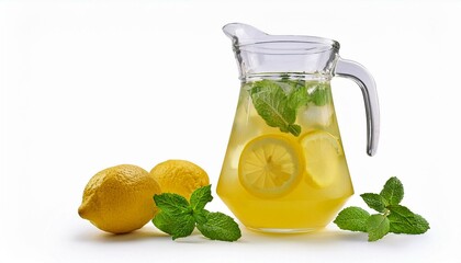 Refreshing Lemonade Pitcher: Zesty Citrus and Mint in a Summery Still Life