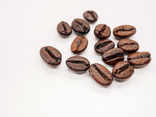 Coffee beans or  Roasted coffee bean isolated on white background, Close-up