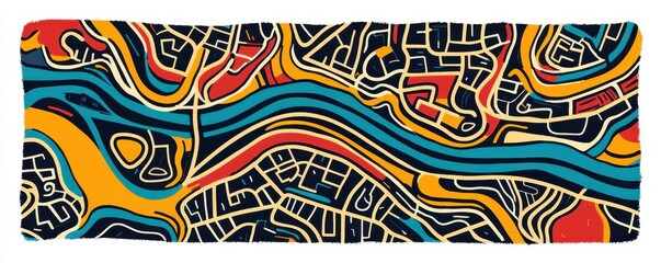 Abstract Cityscape Map Illustration Vibrant Colorful Urban Design Street Pattern
