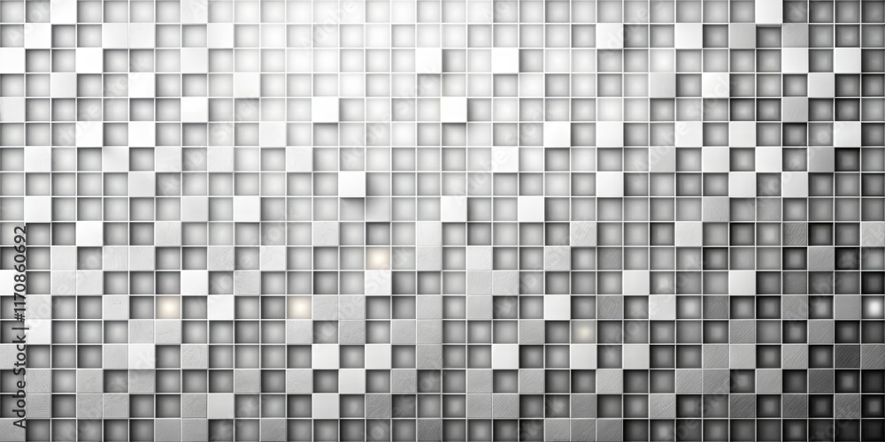 Poster a mosaic pattern displays small squares in different gray tones, creating a dynamic texture. the sur