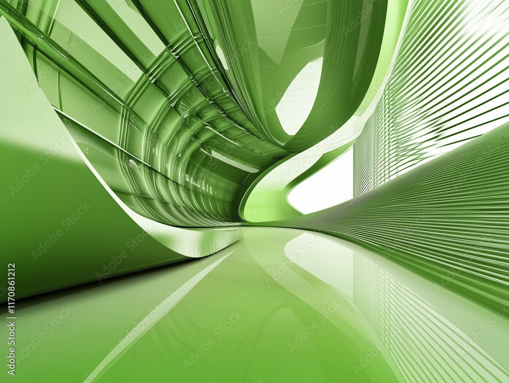 Poster abstract technology background for an exciting green presentation features dynamic geometric shapes 