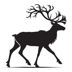 Detailed reindeer silhouette for modern print projects - Reindeer black vector
