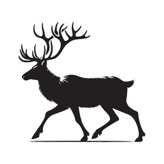 Fototapeta premium Minimalistic reindeer silhouette for digital design needs - Reindeer black vector 