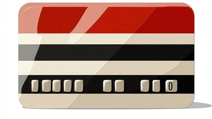 Fototapeta premium Colorful geometric business card template design featuring stripes in red, black, and white with a simple button layout for contact details and branding purpose
