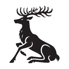 Majestic reindeer silhouette for modern media projects - Reindeer black vector
