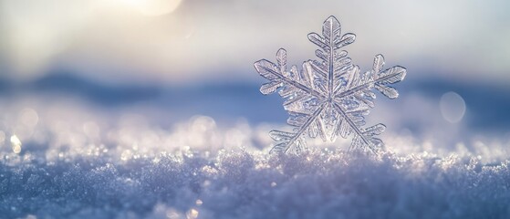 Beautiful snowflake on the snow.