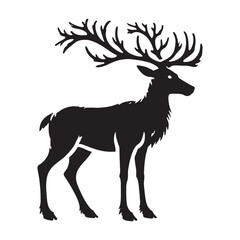 Elegant reindeer silhouette for versatile artistic uses - Reindeer illustration - minimallest reindeer vector
