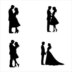 Vector Silhouette of Romantic Valentines Couple