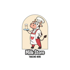 Premium Cartoon Cow Chef Logo for Food Branding