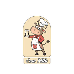 Premium Cartoon Cow Chef Logo for Food Branding