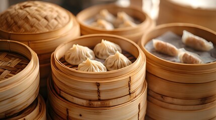 A Mouthwatering Showcase of Authentic Homemade Pork Dumplings Steamed in Bamboo for a Delicious Culinary Experience