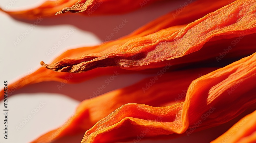 Poster close up of orange carrot slices, with the slices varying in size and shape. the slices are arranged