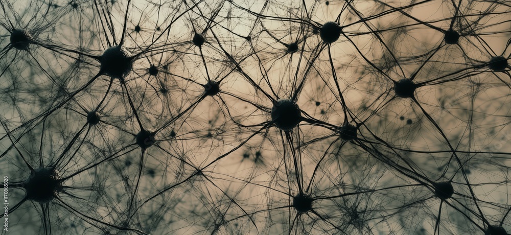 Poster neural network structure visualization, intricate web of neurons and synapses, abstract representati