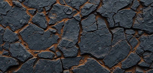 Dry soil shows cracks forming a distinct pattern under sunlight, indicating arid conditions. The texture reflects a lack of moisture in the environment