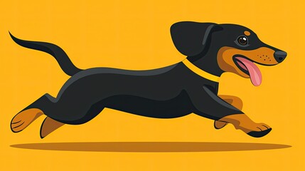 Happy dachshund running.