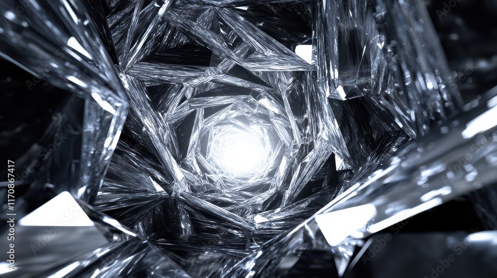 Poster dynamic crystal spiral abstract environment digital art high-tech concept light and shadow play