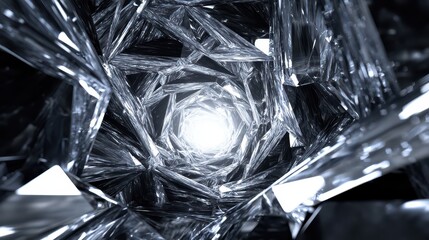 Dynamic crystal spiral abstract environment digital art high-tech concept light and shadow play