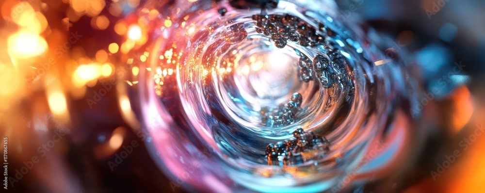 Aufkleber dynamic swirling pattern of light and bubbles abstract art colorful environment artistic viewpoint