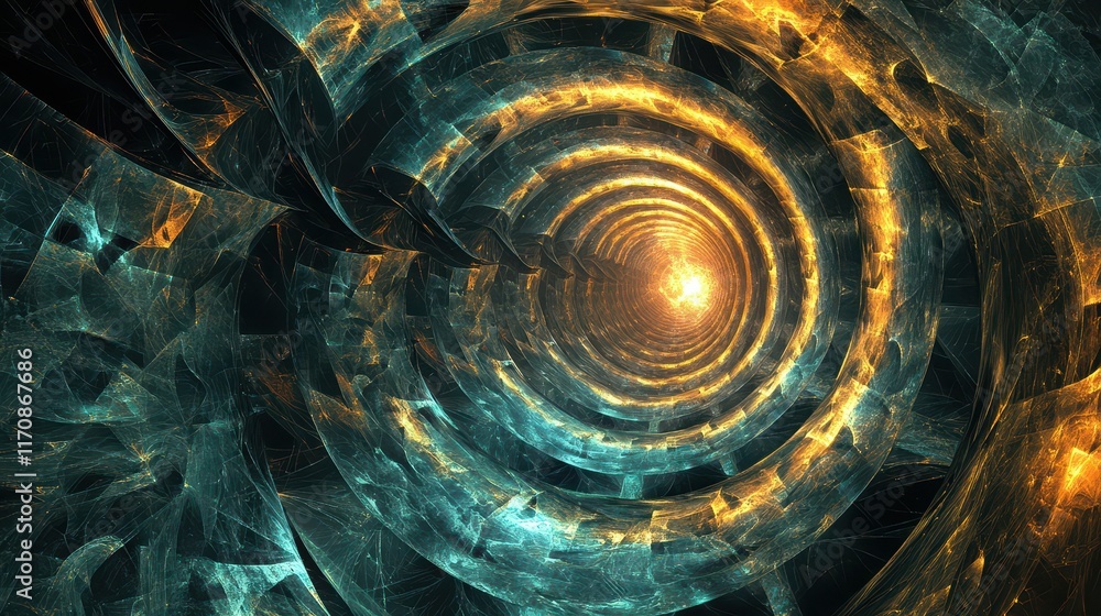 Poster dynamic swirling light patterns abstract universe digital art cosmic environment close-up view energ
