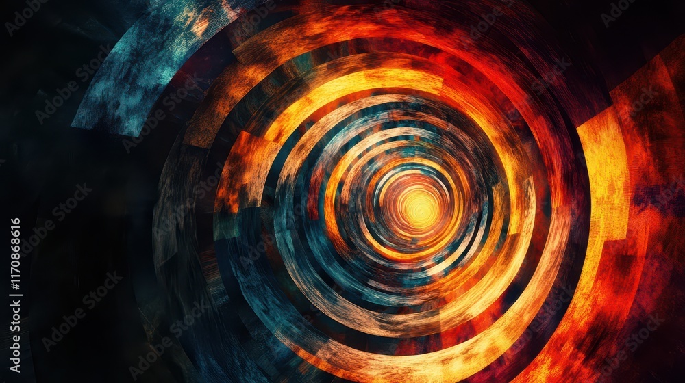 Poster dynamic spiral of light and color abstract art digital creation vibrant environment close-up view vi