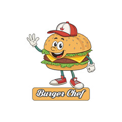 Premium Cartoon Burger Mascot for Fast Food Branding