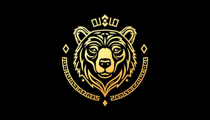 Golden bear illustration against black background