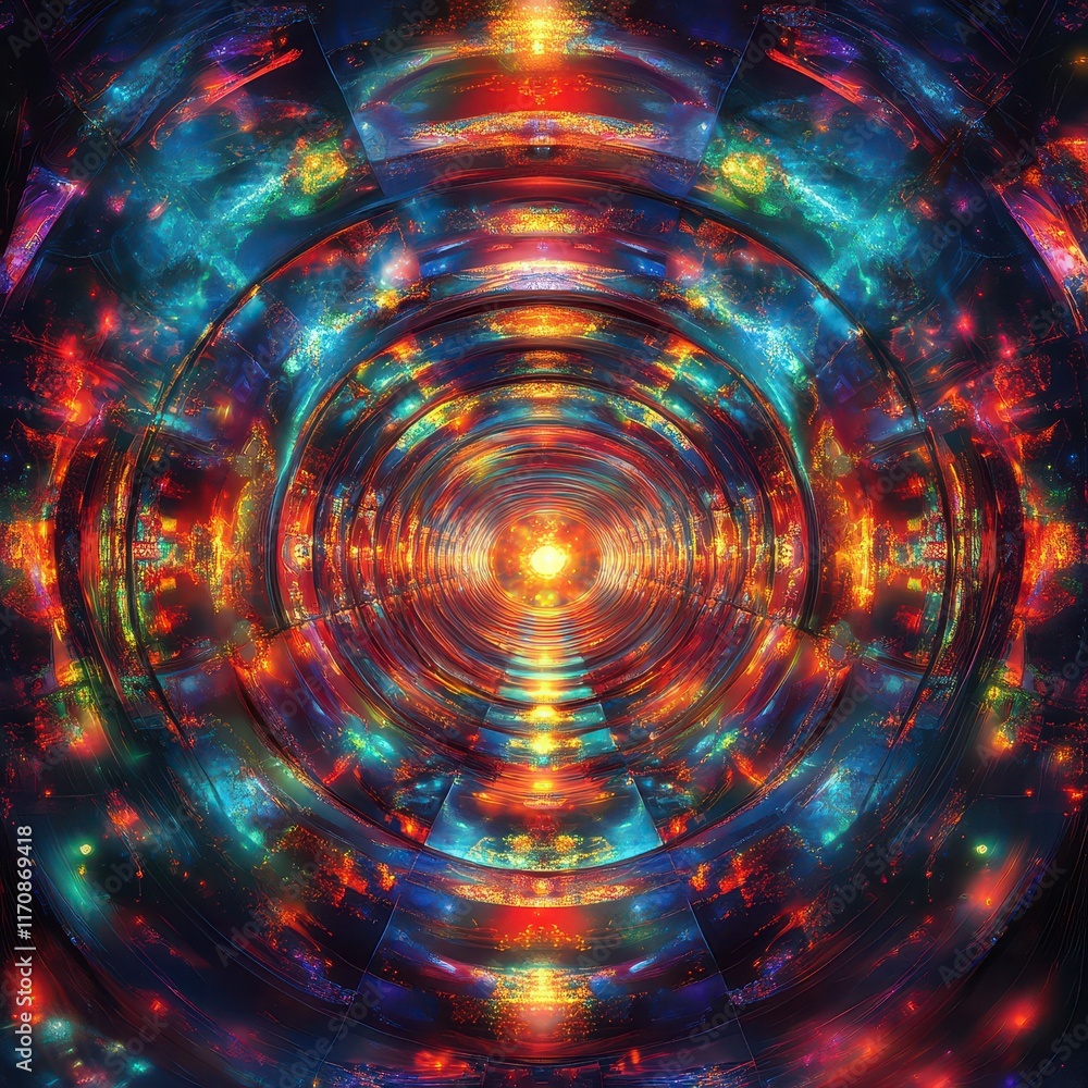 Poster exploring cosmic dimensions digital art gallery abstract visualization vibrant environment dynamic p