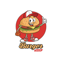 Premium Cartoon Burger Mascot for Fast Food Branding