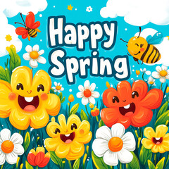 Naklejka premium Colorful spring flowers with 