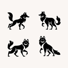 Wolf logo silhouette vector set