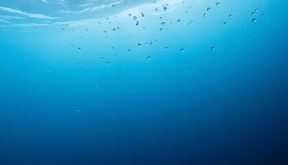 Underwater Bubbles Rising Through Deep Blue Water