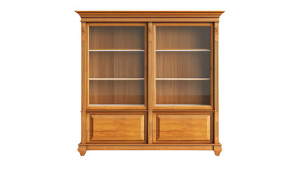Obraz premium Elegant Wooden Display Cabinet with Glass Doors Perfect for Showcasing Collectibles and Home Decor Items in Style.