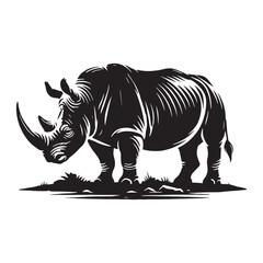 Minimalistic rhino silhouette for versatile media designs - Rhino black vector
