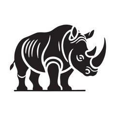 Detailed rhino silhouette for creative artistic projects - Rhino black vector
