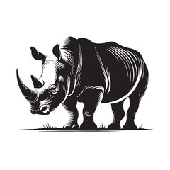 Majestic rhino silhouette for modern design needs - Rhino black vector
