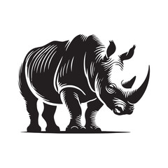 Unique rhino silhouette for versatile design applications - Rhino illustration - minimallest rhino vector

