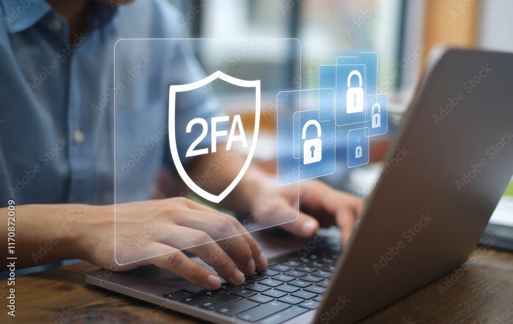 Aufkleber Illustration of Two-Factor Authentication Process as a Critical Element in Cyber Security to Ensure Data Protection and User Privacy