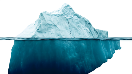 blue iceberg in the sea isolated on white background PNG.AI GENERATED