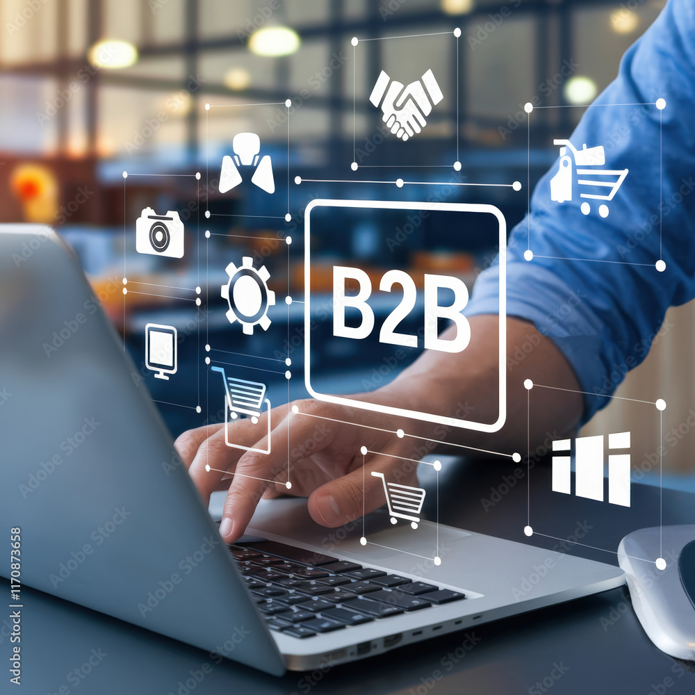 Aufkleber business strategy concept for b2b collaboration and growth, showcasing effective partnerships and in