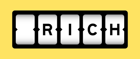 Black color in word rich on slot banner with yellow color background