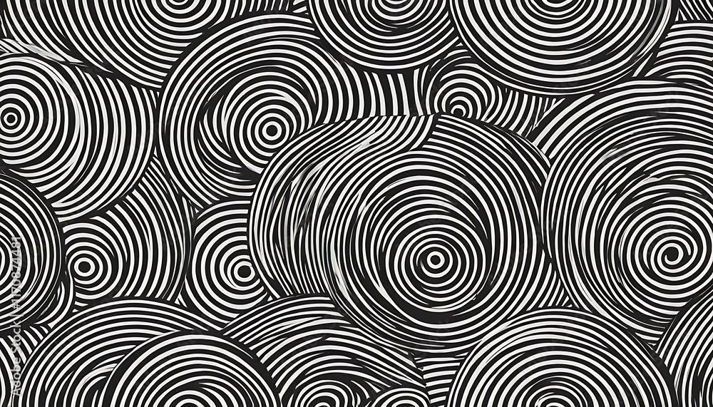 Poster abstract black and white concentric circles pattern