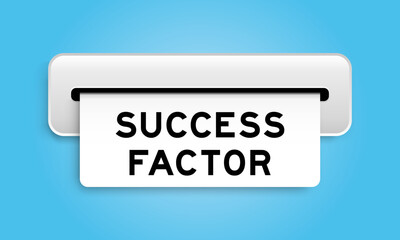 White coupon banner with word success factor from machine on blue color background